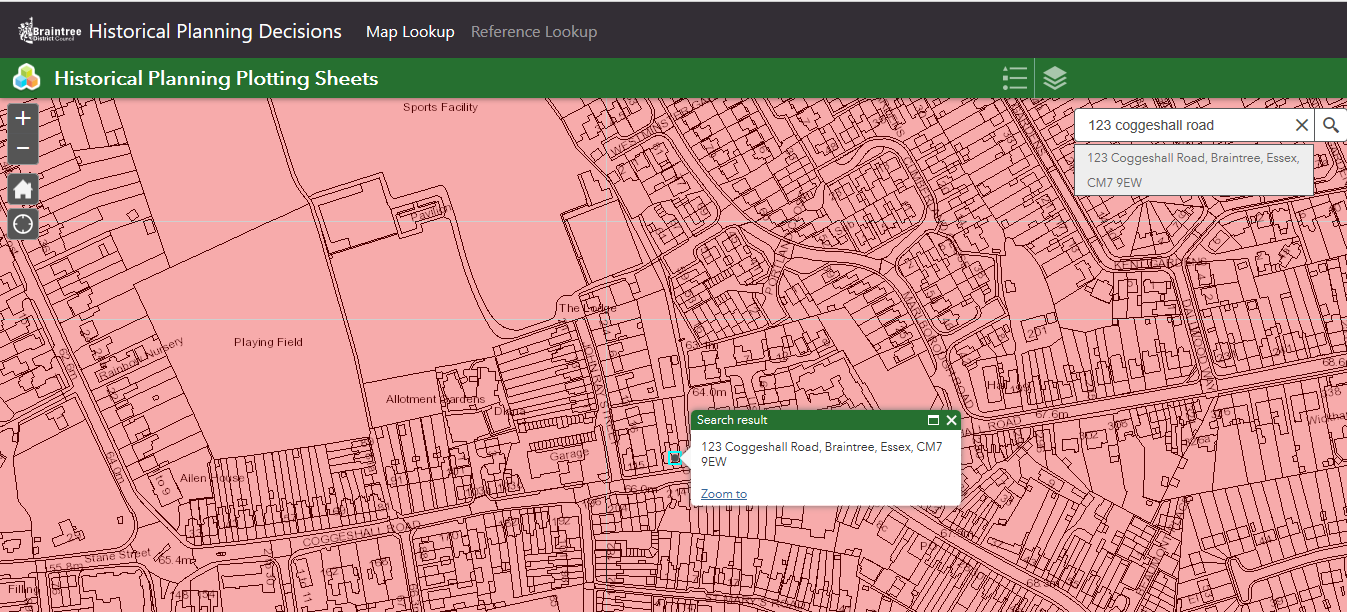 Screenshot of plotting sheet map